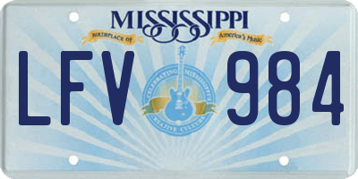 MS license plate LFV984