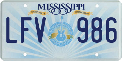 MS license plate LFV986