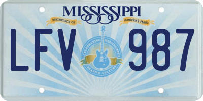 MS license plate LFV987