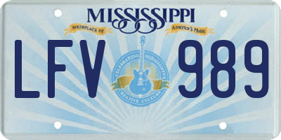 MS license plate LFV989