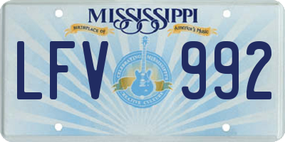 MS license plate LFV992