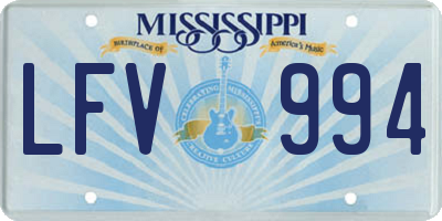 MS license plate LFV994