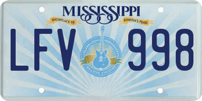 MS license plate LFV998