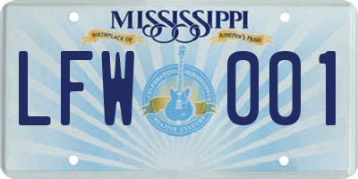 MS license plate LFW001