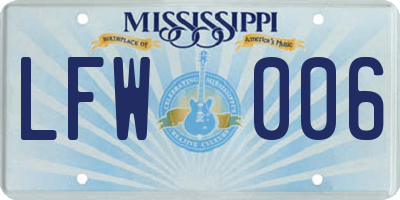 MS license plate LFW006