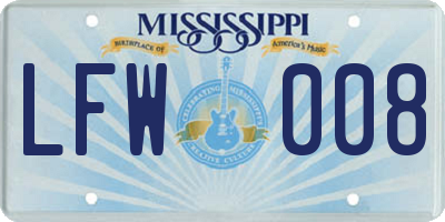 MS license plate LFW008