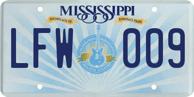 MS license plate LFW009