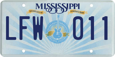 MS license plate LFW011