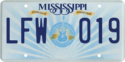 MS license plate LFW019