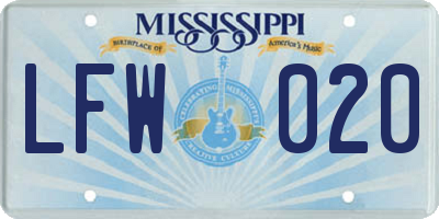 MS license plate LFW020