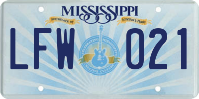 MS license plate LFW021