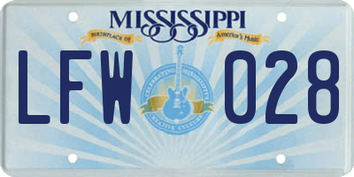 MS license plate LFW028