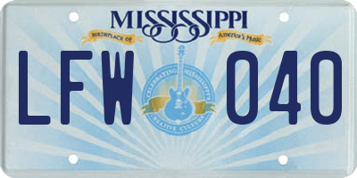 MS license plate LFW040