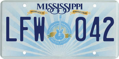 MS license plate LFW042