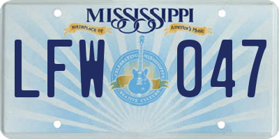 MS license plate LFW047
