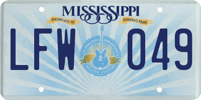 MS license plate LFW049