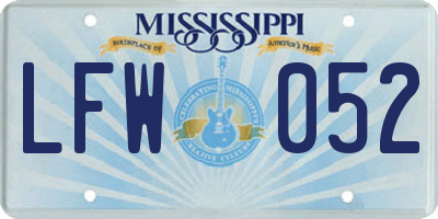 MS license plate LFW052