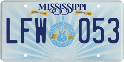 MS license plate LFW053