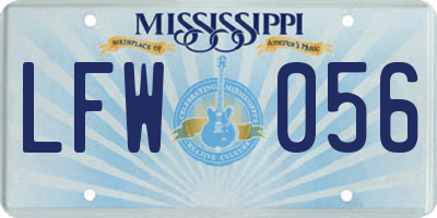 MS license plate LFW056