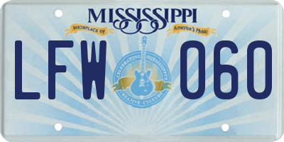 MS license plate LFW060