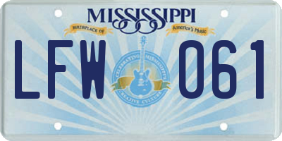 MS license plate LFW061