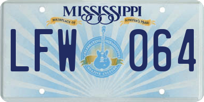 MS license plate LFW064