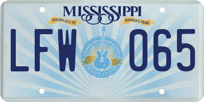 MS license plate LFW065