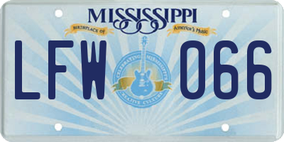MS license plate LFW066