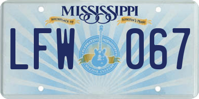 MS license plate LFW067