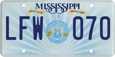 MS license plate LFW070