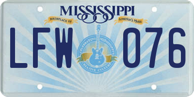 MS license plate LFW076