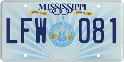MS license plate LFW081