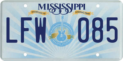 MS license plate LFW085