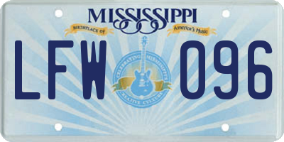 MS license plate LFW096