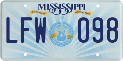 MS license plate LFW098