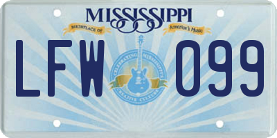 MS license plate LFW099