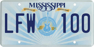 MS license plate LFW100