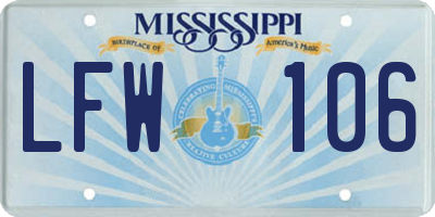 MS license plate LFW106