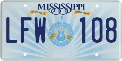 MS license plate LFW108