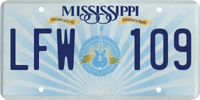 MS license plate LFW109