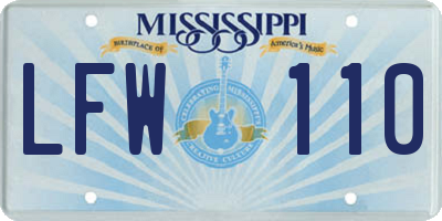 MS license plate LFW110