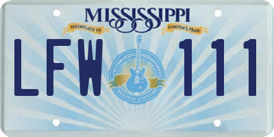 MS license plate LFW111