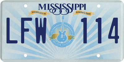 MS license plate LFW114