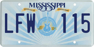 MS license plate LFW115