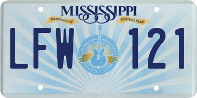MS license plate LFW121