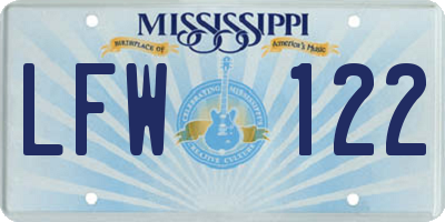 MS license plate LFW122