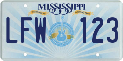MS license plate LFW123