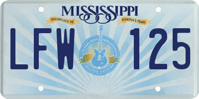 MS license plate LFW125