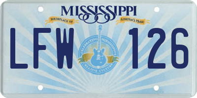 MS license plate LFW126