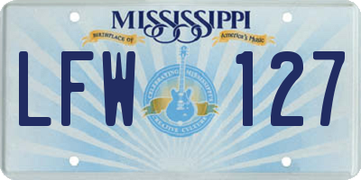 MS license plate LFW127